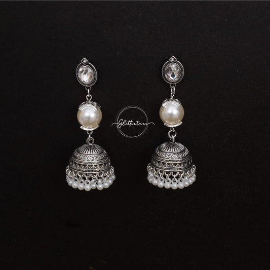 Jhumka pair with white pearl